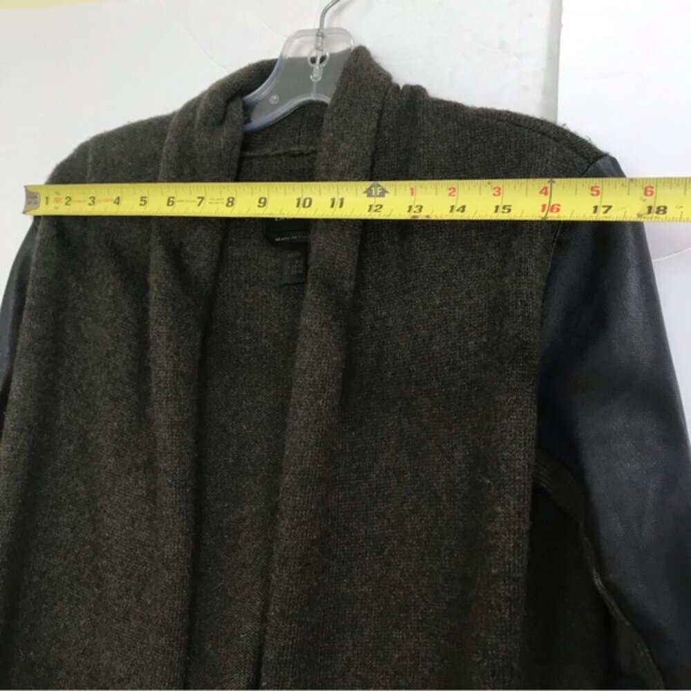 Danier Open Front Cardigan Sweater Leather Sleeves Slits Cashmere Wool Blend Top - Picture 11 of 13